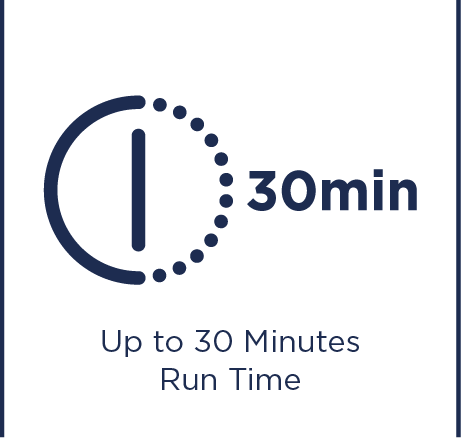 Up to 30 minutes run time