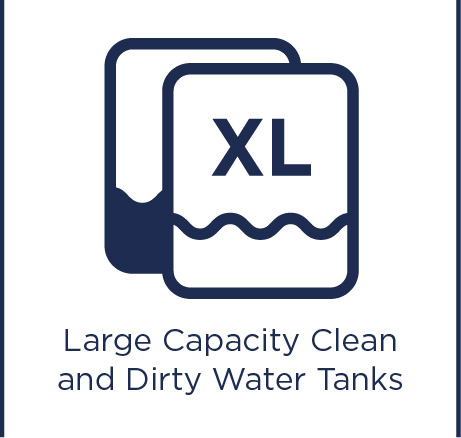 Large capacity clean and dirty water tanks